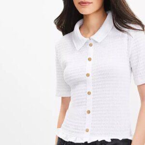 Petite Smocked Ruffle Hem Shirt, LOFT Brand Petite